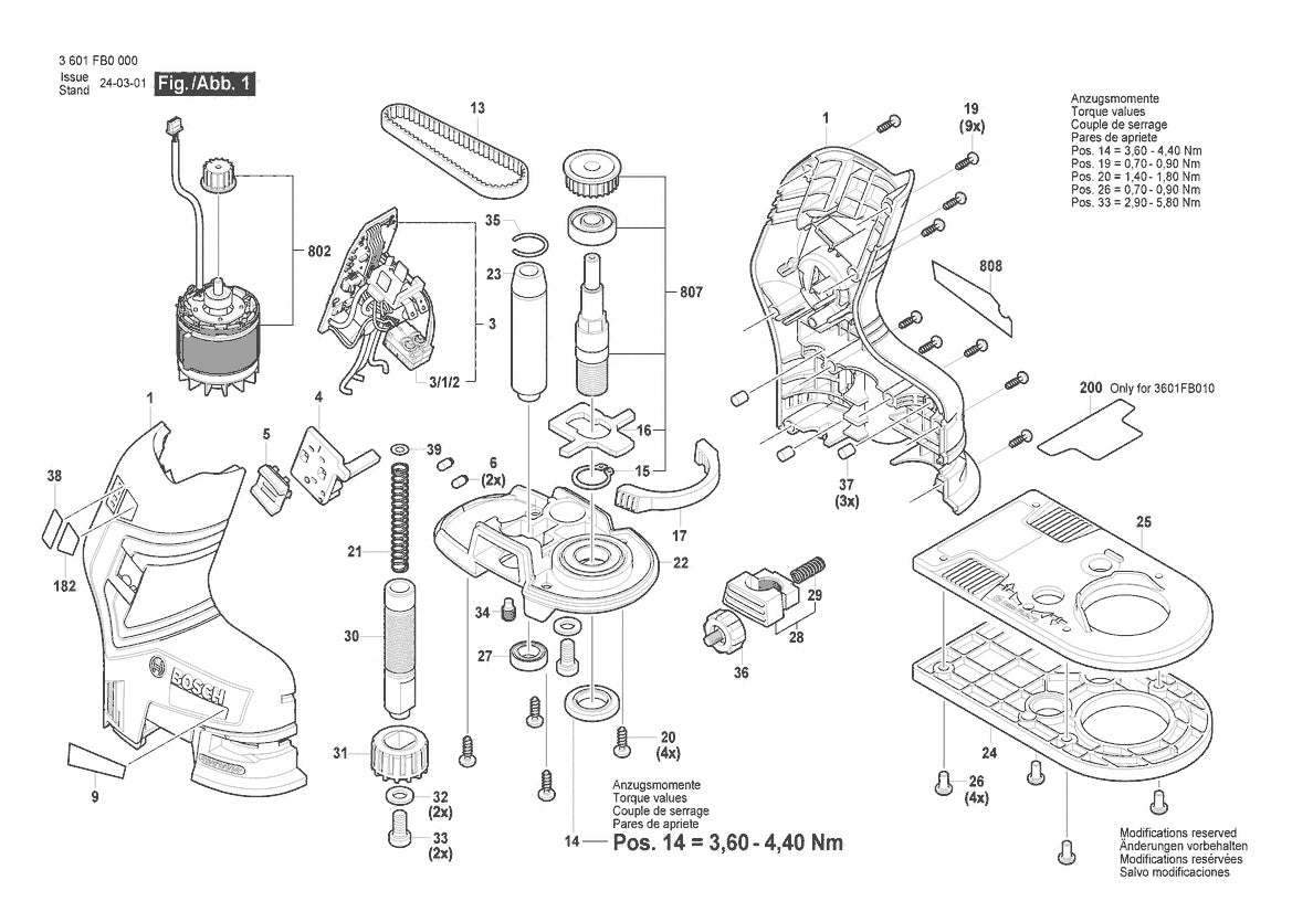 3601FB0010 Bosch Router Parts Diagram