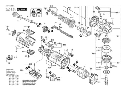 3601G76011 Bosch Grinder Parts Diagram