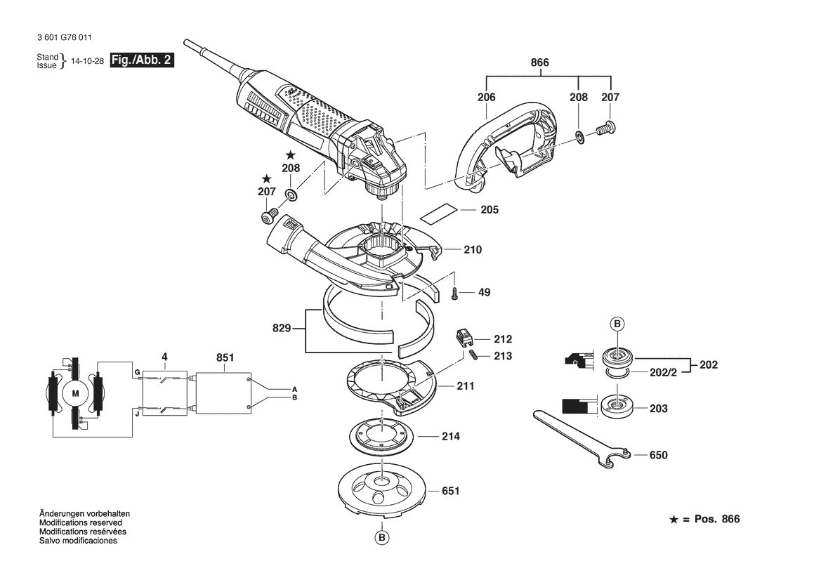 3601G76011 Bosch Grinder Parts Diagram