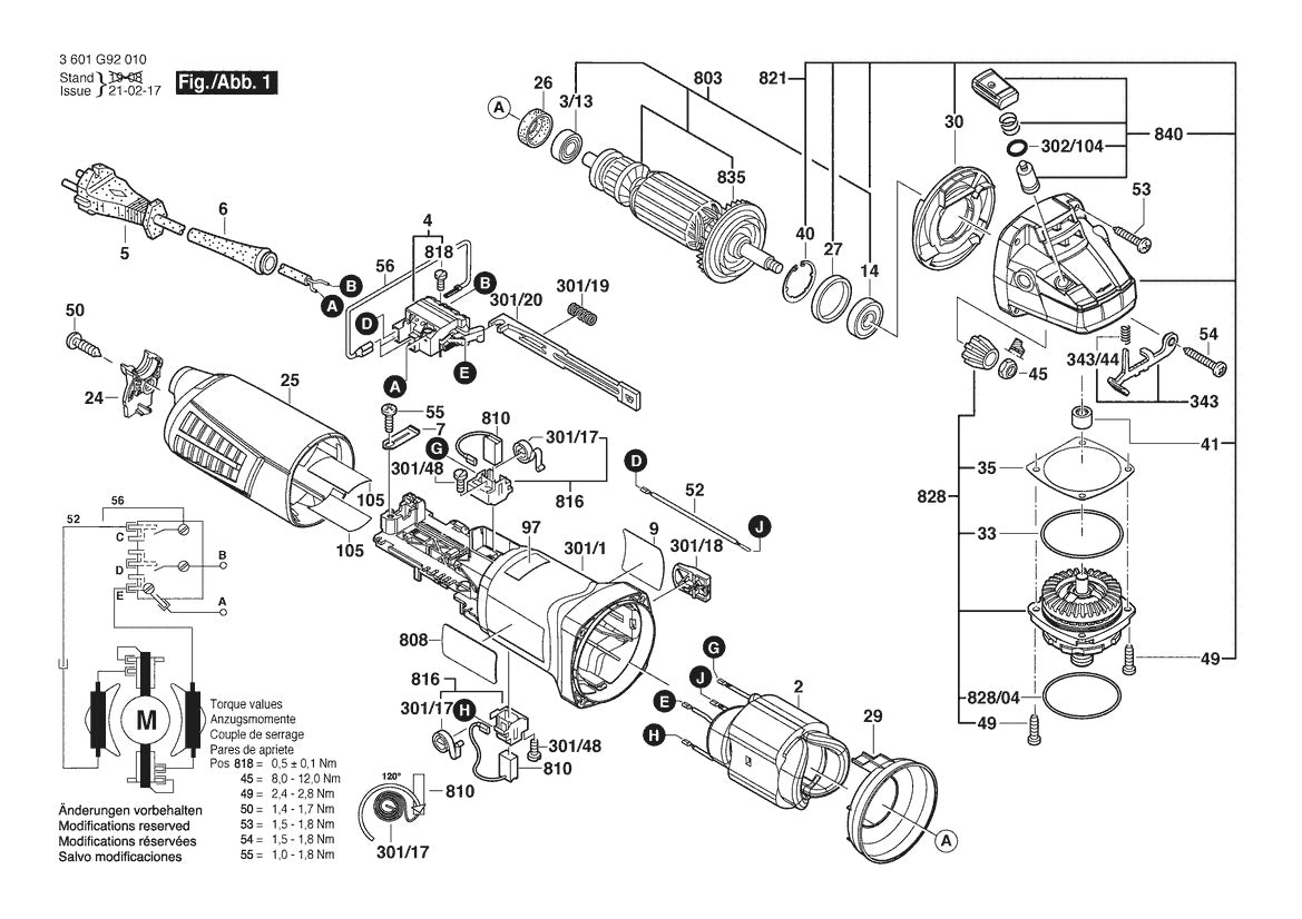 AG50-10  Bosch 5_ Angle Grinder Bosch Grinder Parts Diagram