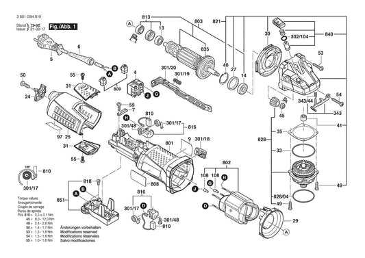 AG50-11VS  Bosch 5_ Variable Speed Angle Grinder Bosch Grinder Parts Diagram
