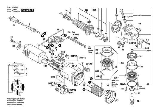 1800 (3601H20010) Bosch 4-1 Bosch Grinder Parts Diagram