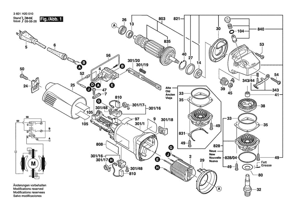 1800 (3601H20010) Bosch 4-1 Bosch Grinder Parts Diagram