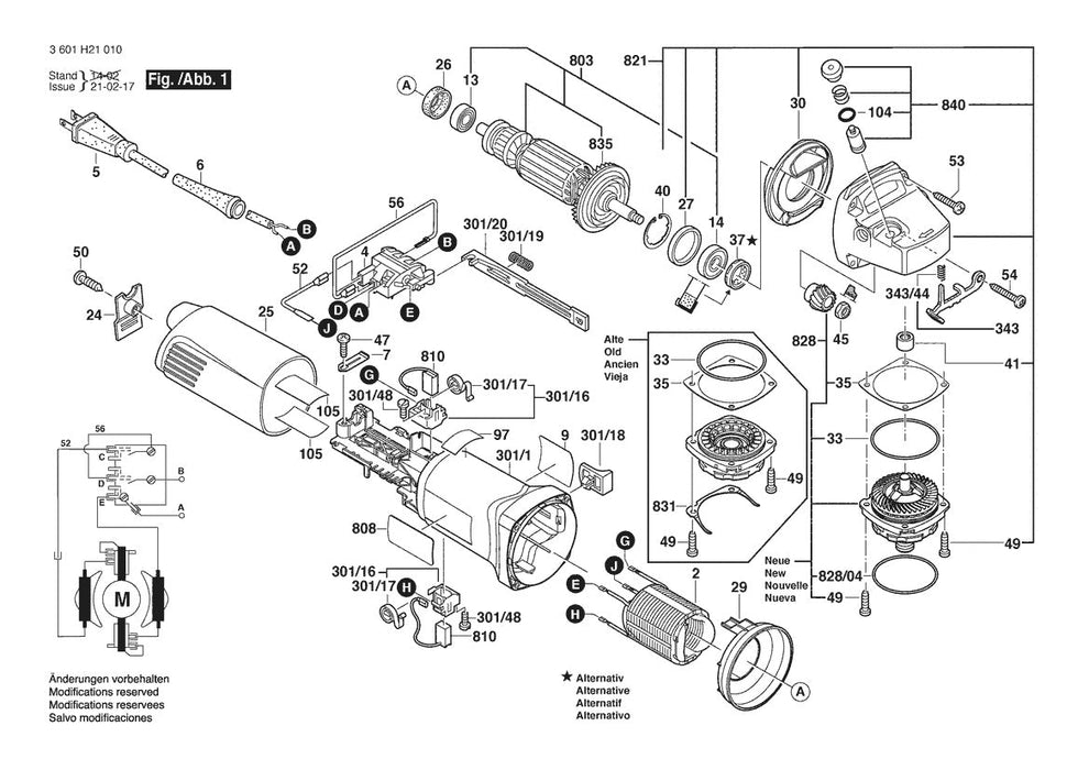 3601H21010 Bosch Grinder Parts Diagram
