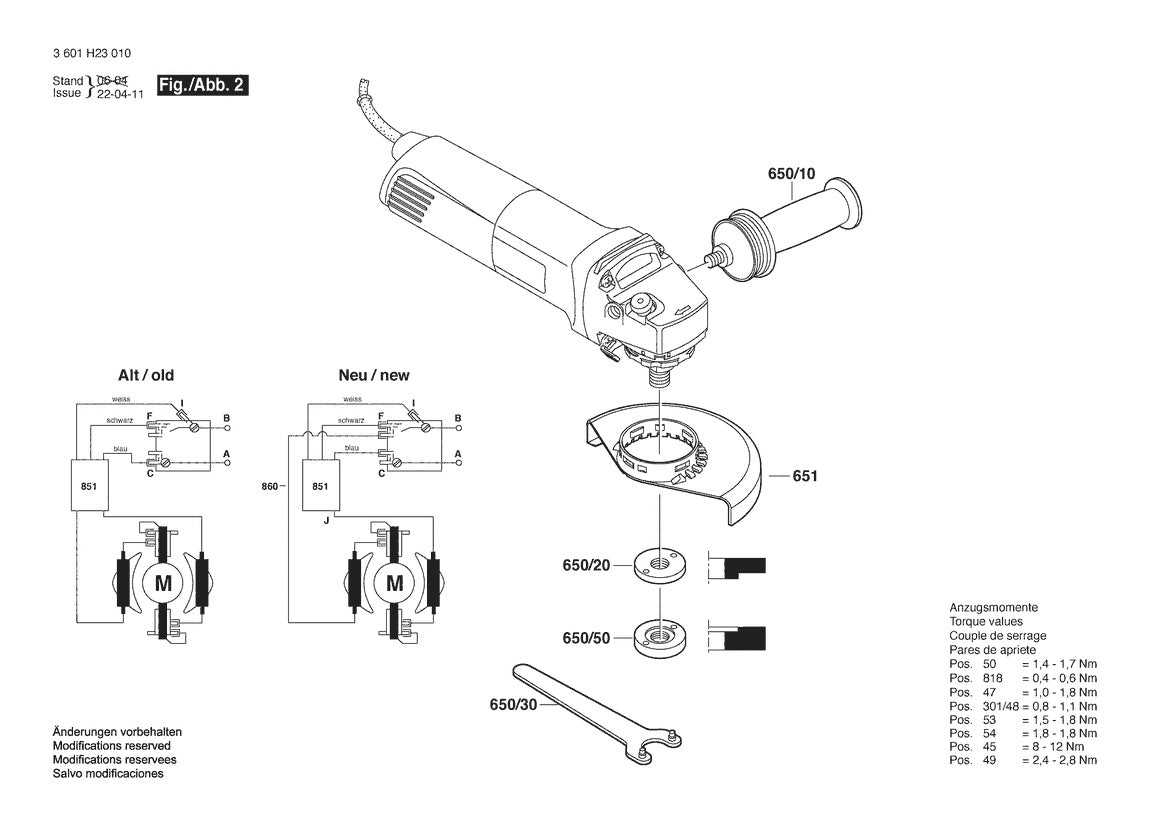 3601H23010 Bosch Grinder Parts Diagram
