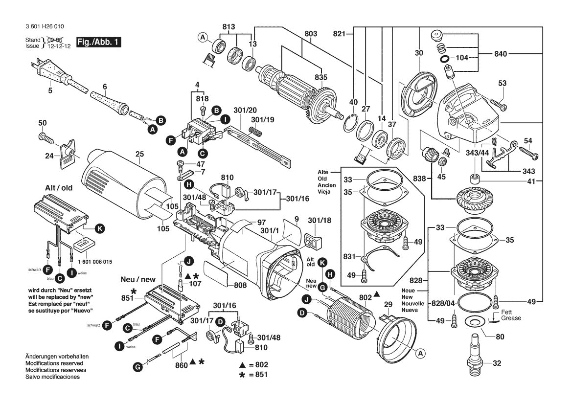 3601H26010 Bosch Grinder Parts Diagram