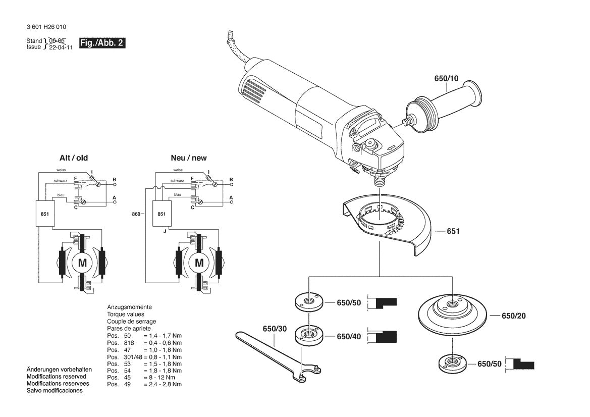 3601H26010 Bosch Grinder Parts Diagram