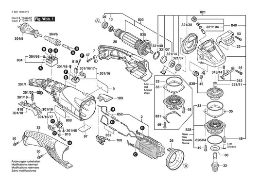 3601H30A10 Bosch Grinder Parts Diagram