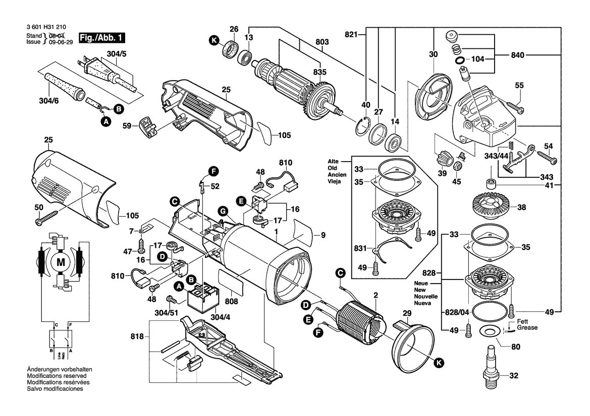 3601H31210 Bosch Grinder Parts Diagram