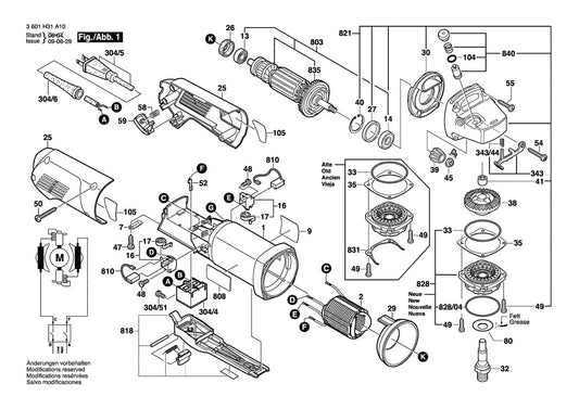 1810PS (3601H31A10) Bosch 4-1 Bosch Grinder Parts Diagram