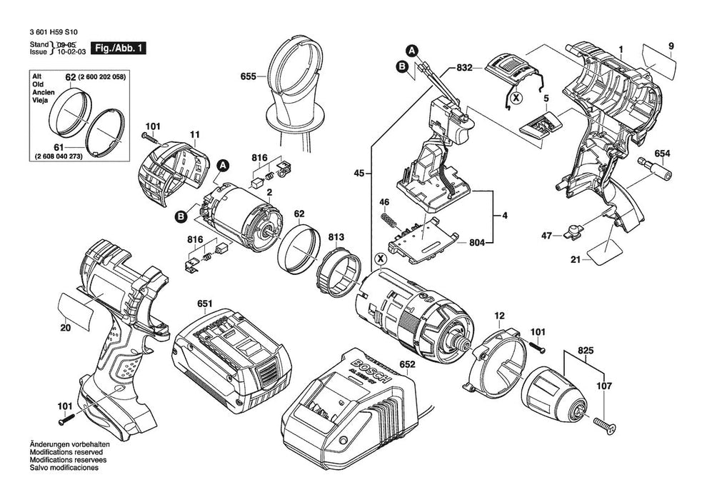3601H59S10 Bosch Hammer Drill Parts Diagram