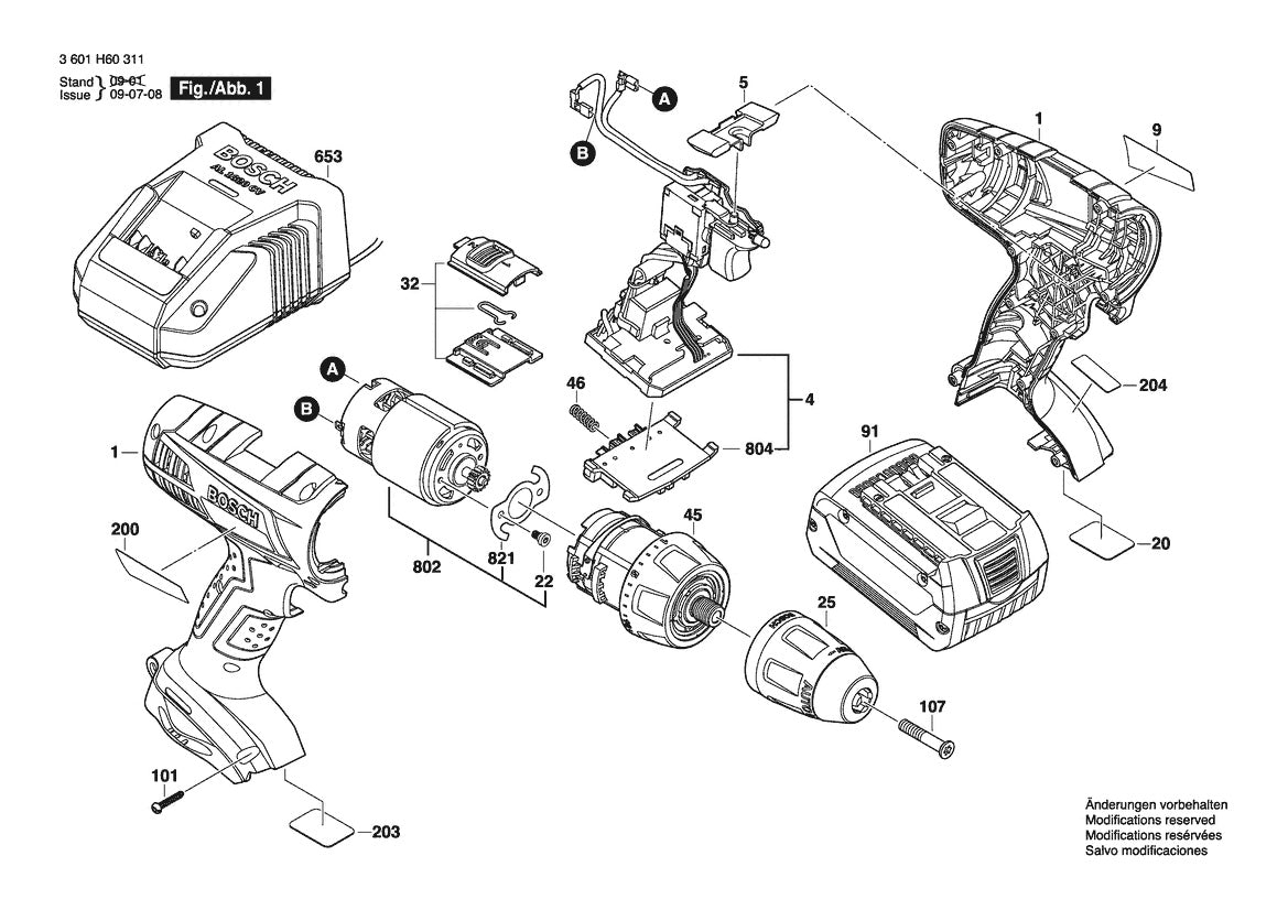 601860311 Bosch Cordless Drill Parts Diagram
