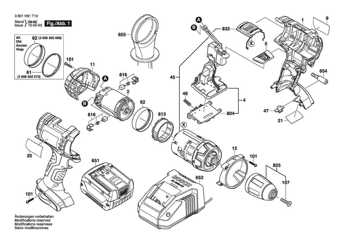3601H61T10 Bosch Cordless Drill Parts Diagram