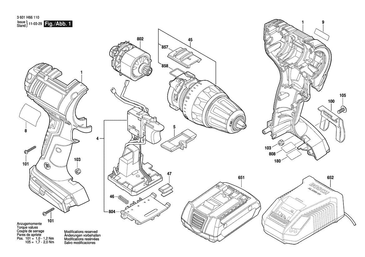 3601H66111 Bosch Cordless Drill Parts Diagram