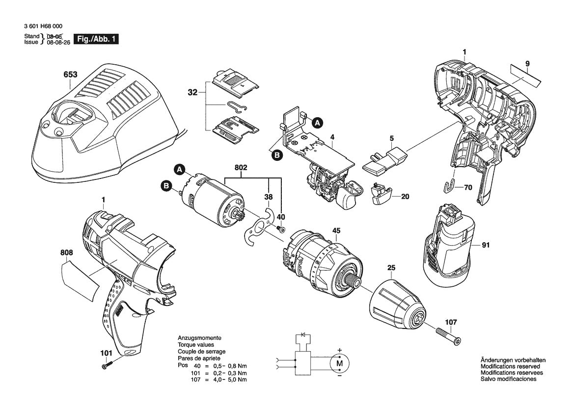 3601H68010 Bosch Cordless Drill Parts Diagram
