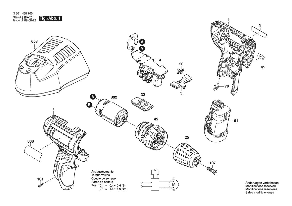 3601H68101 Bosch Cordless Drill Parts Diagram