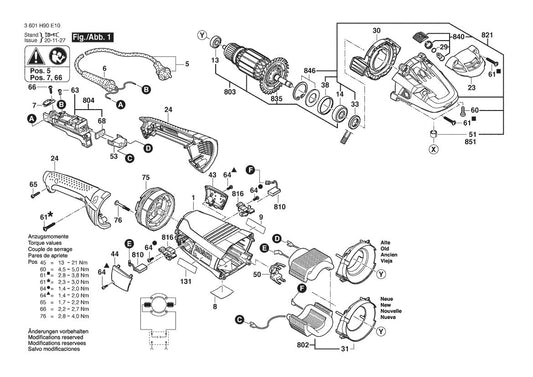 3601H90E10 Bosch Grinder Parts Diagram