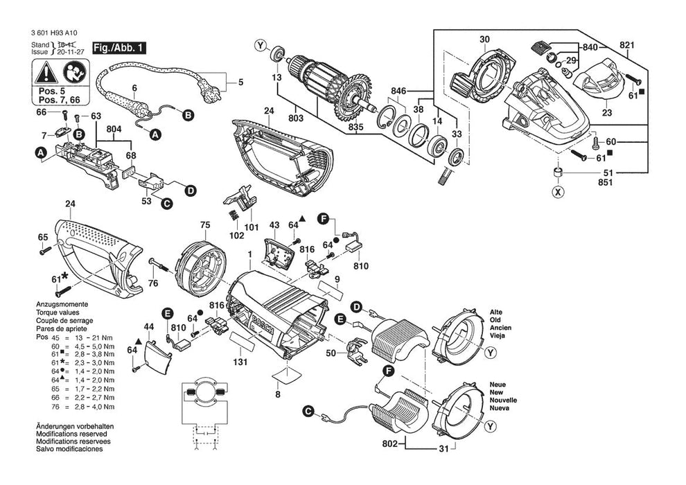 3601H93A10 Bosch Grinder Parts Diagram