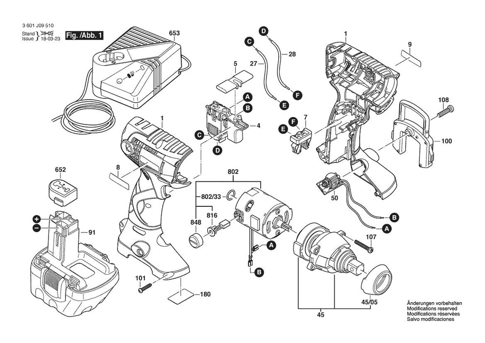 3601J09510 Bosch Impact Wrench Parts Diagram