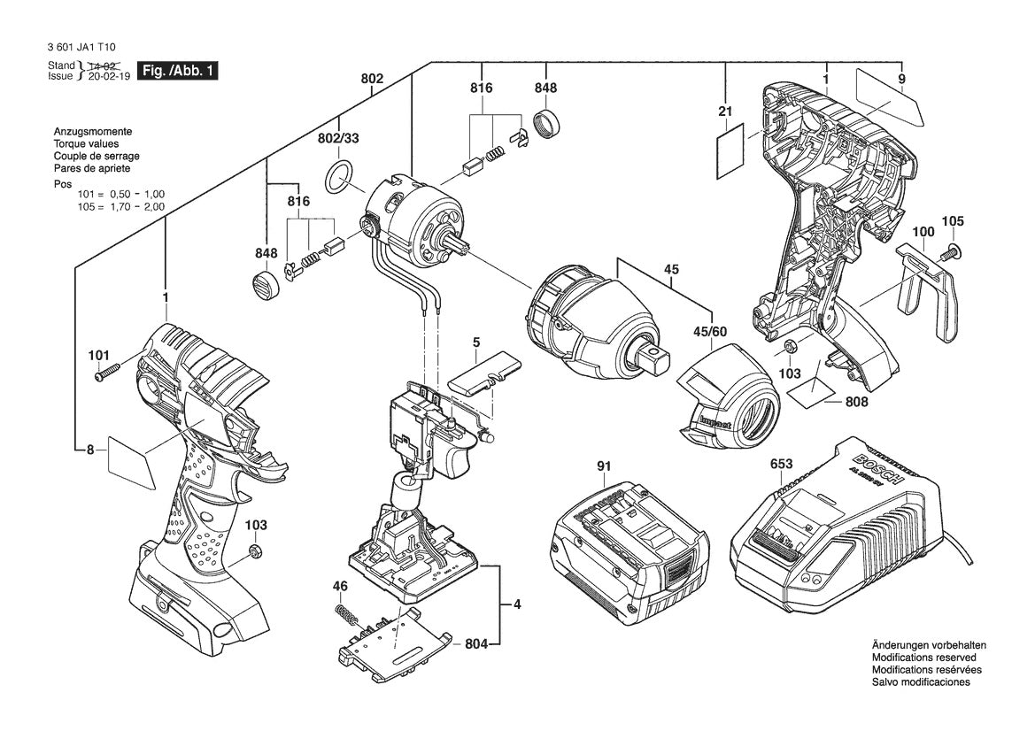 3601JA1T10 Bosch Impact Wrench Parts Diagram