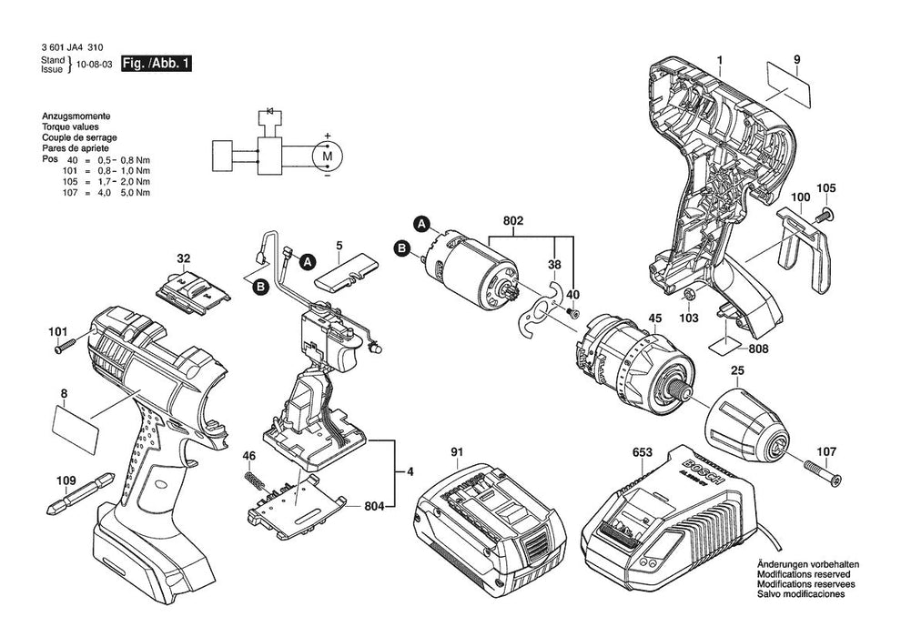3601JA4310 Bosch Cordless Drill Parts Diagram