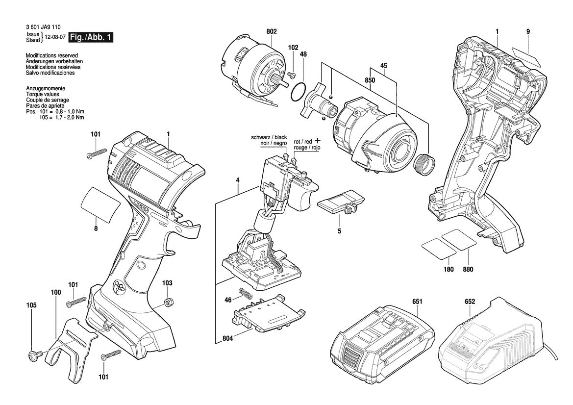 3601JA9110 Bosch Impact Wrench Parts Diagram