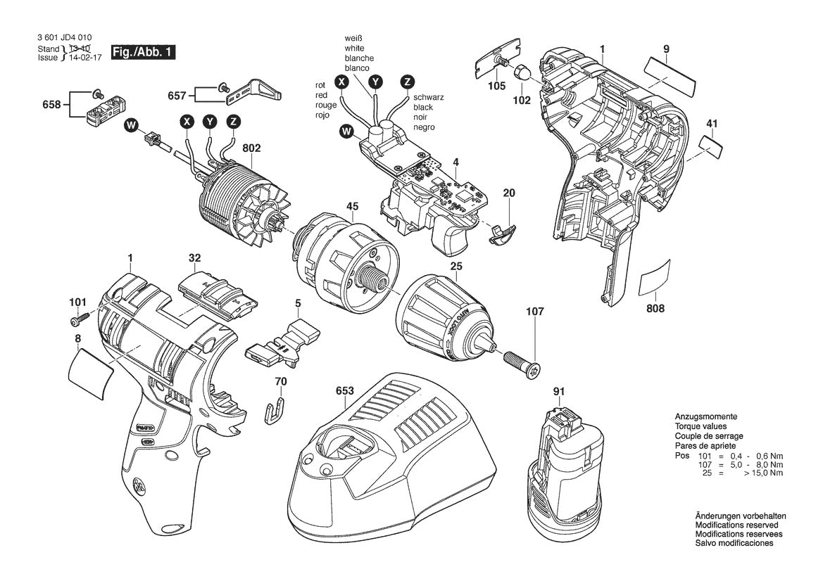 3601JD4010 Bosch Cordless Drill Parts Diagram