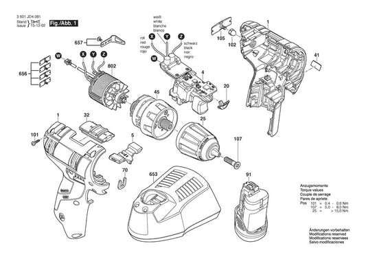 3601JD4081 Bosch Cordless Drill Parts Diagram