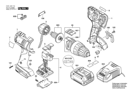 3601JD6110 Bosch Cordless Drill Parts Diagram
