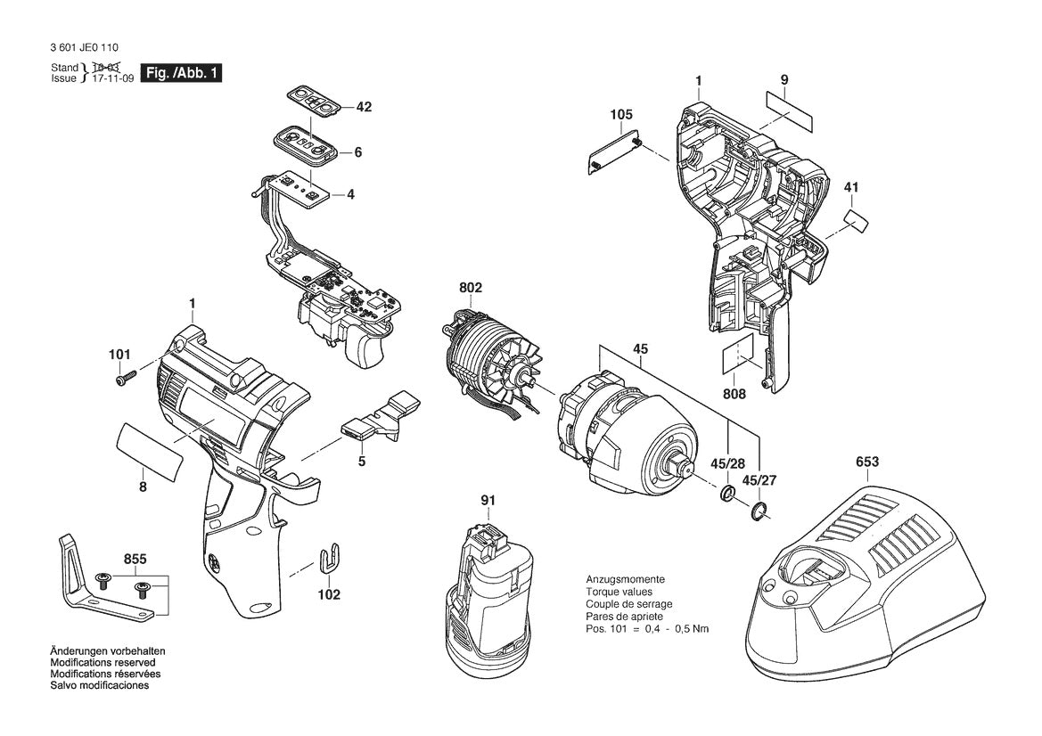 3601JE0110 Bosch Impact Wrench Parts Diagram
