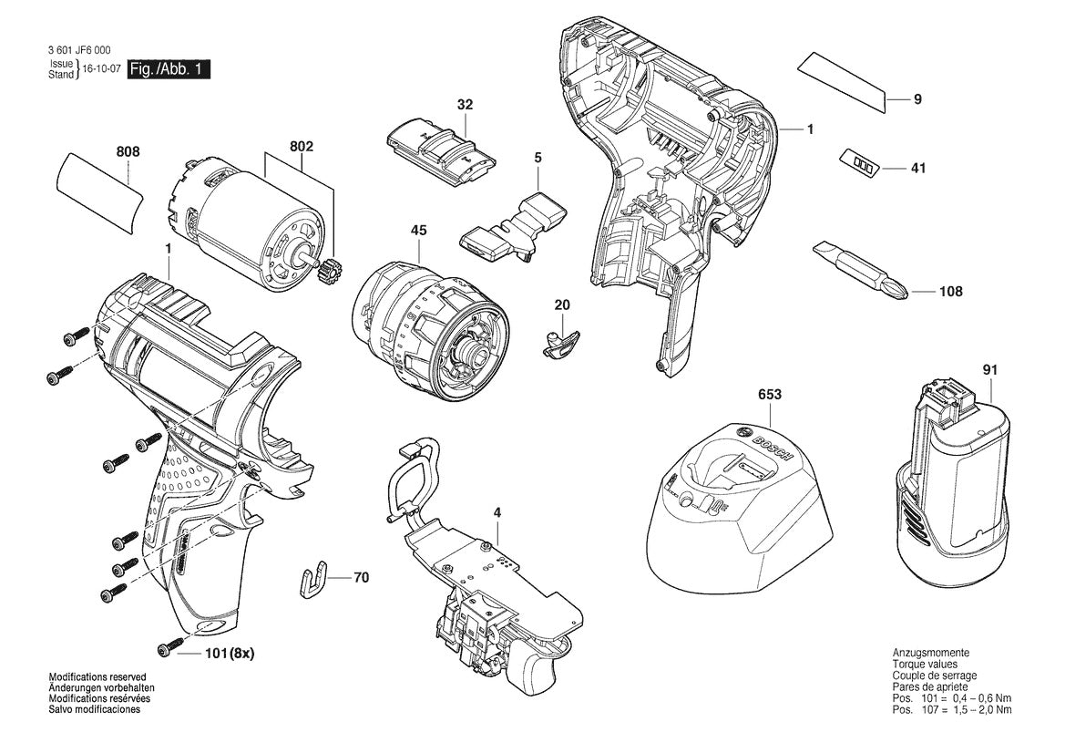 3601JF6010 Bosch Cordless Drill Parts Diagram