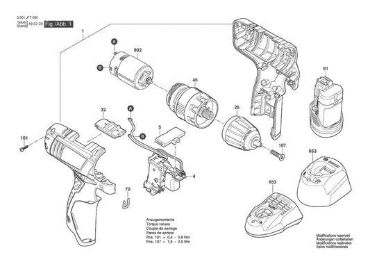 3601JF7080 Bosch Cordless Drill Parts Diagram