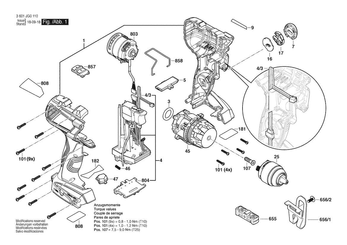3601JG0110 Bosch Cordless Drill Parts Diagram