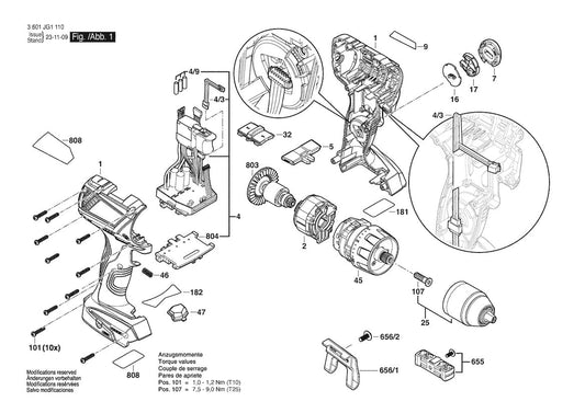 3601JG1110 Bosch Cordless Drill Parts Diagram