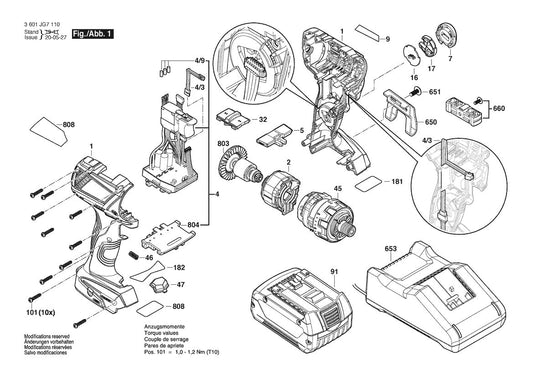 3601JG7110 Bosch Cordless Drill Parts Diagram