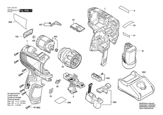 3601JH3010 Bosch Cordless Drill Parts Diagram