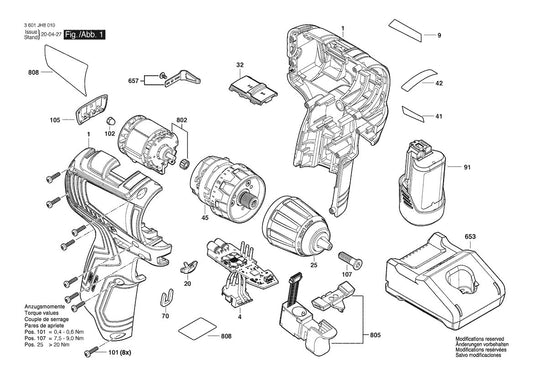 3601JH8010 Bosch Cordless Drill Parts Diagram