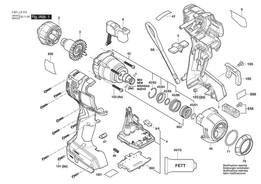3601JJ2210 Bosch Impact Wrench Parts Diagram