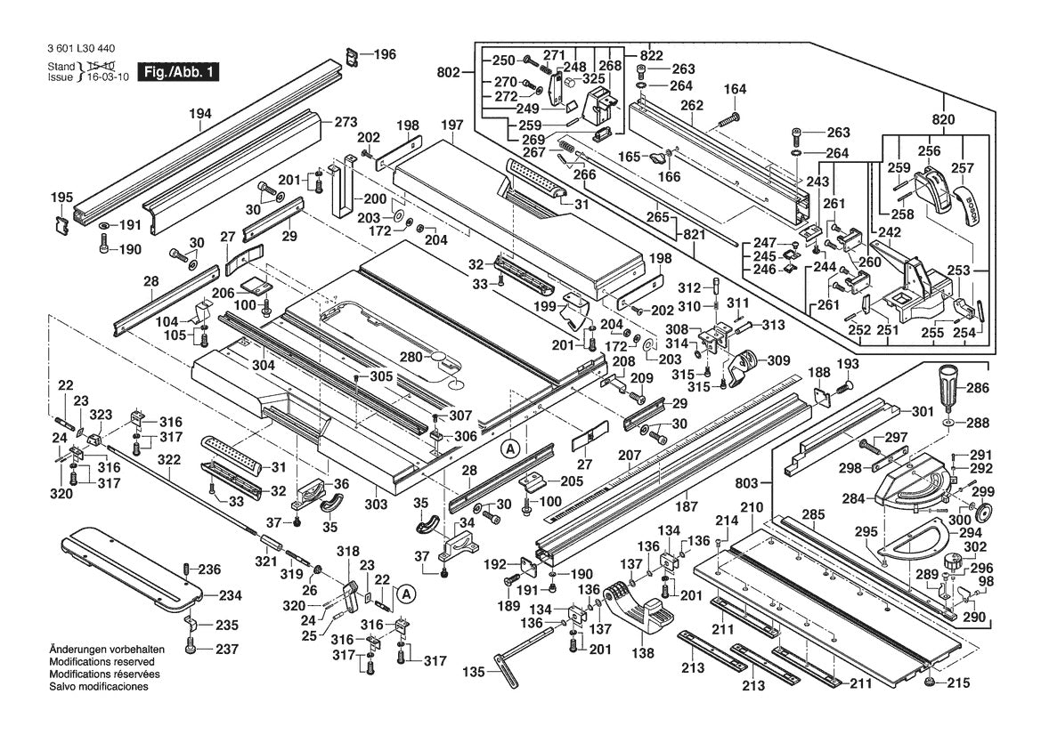 3601L30440 Bosch Table Saw Parts Diagram