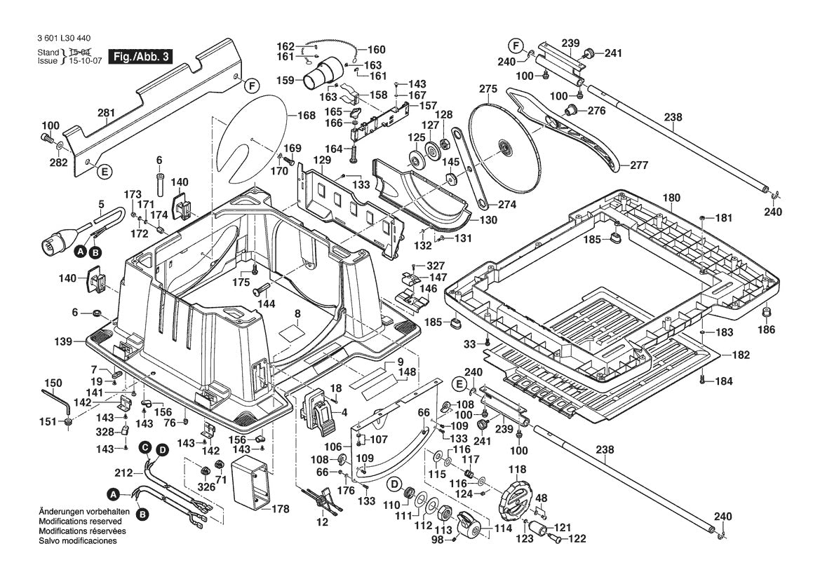 3601L30440 Bosch Table Saw Parts Diagram