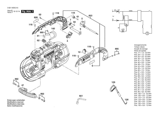 3601M36010 Bosch Saw Parts Diagram