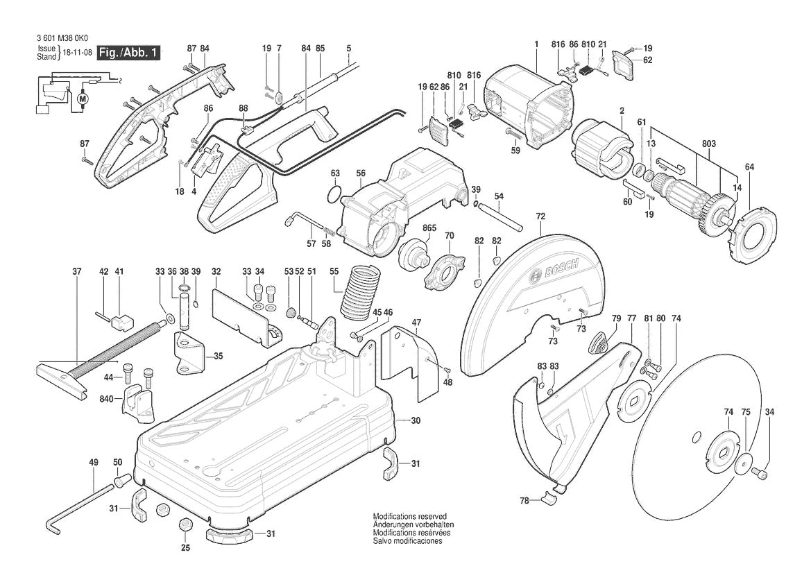 3601M380K0 Bosch Saw Parts Diagram