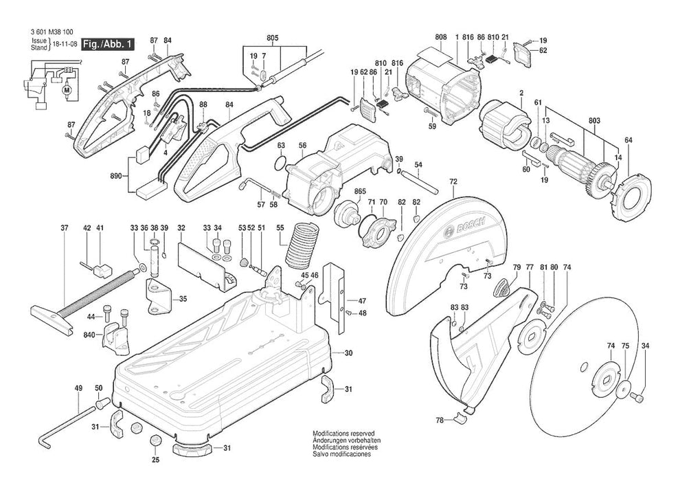 3601M38170 Bosch Saw Parts Diagram