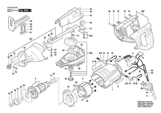 3603CA7001 Bosch Reciprocating Saw Parts Diagram