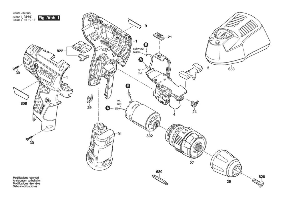 3603J83900 Bosch Cordless Drill Parts Diagram