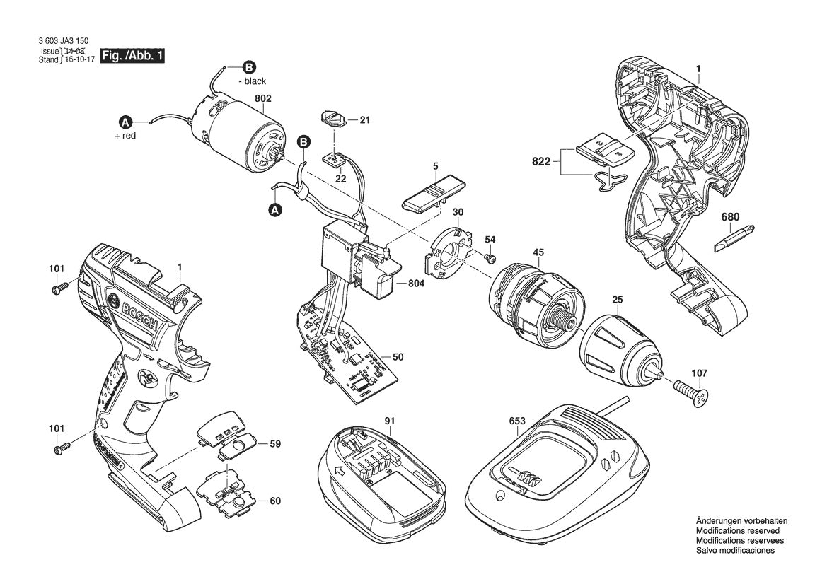 3603JA3350 Bosch Cordless Drill Parts Diagram
