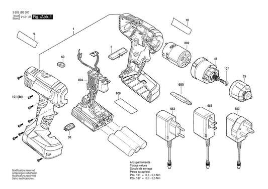 3603JB3050 Bosch Cordless Drill Parts Diagram