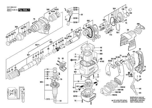 3611B3A013 Bosch Hammer Drill Parts Diagram