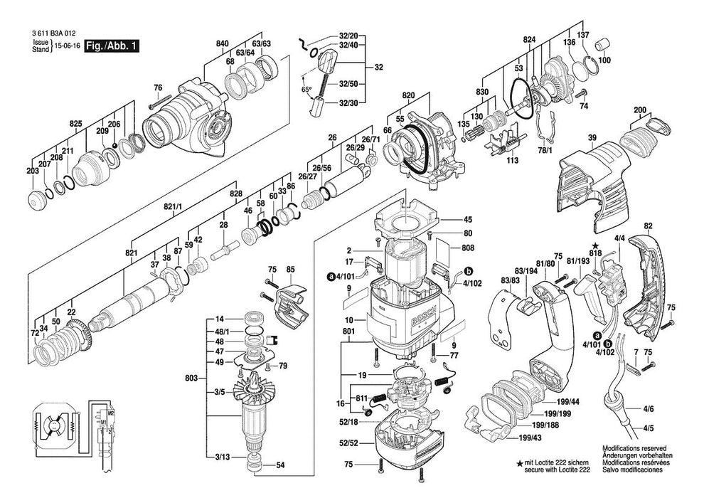 3611B3A013 Bosch Hammer Drill Parts Diagram