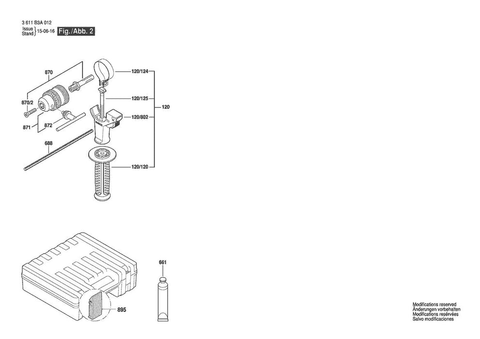 3611B3A013 Bosch Hammer Drill Parts Diagram